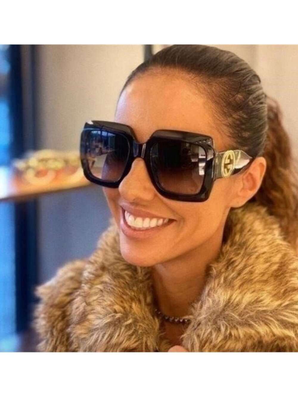 New - 💯- GUCCI GG1022 006 54 23 Oversize Black Sunglasses